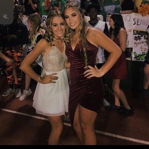 HOMECOMING DRESS RED/BURGUNDY WITH GOLD SPARKLES